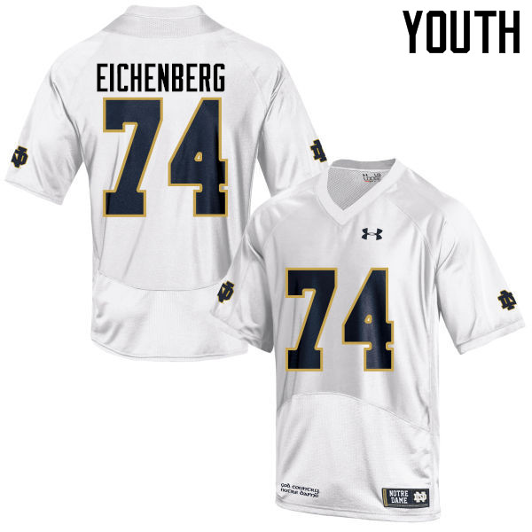 Youth #74 Liam Eichenberg Notre Dame Fighting Irish College Football Jerseys-White